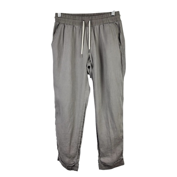 Athleta Bali Linen Drawstring Jogger Style Women’s Pants Gray Size 6 Beach - Picture 2 of 13